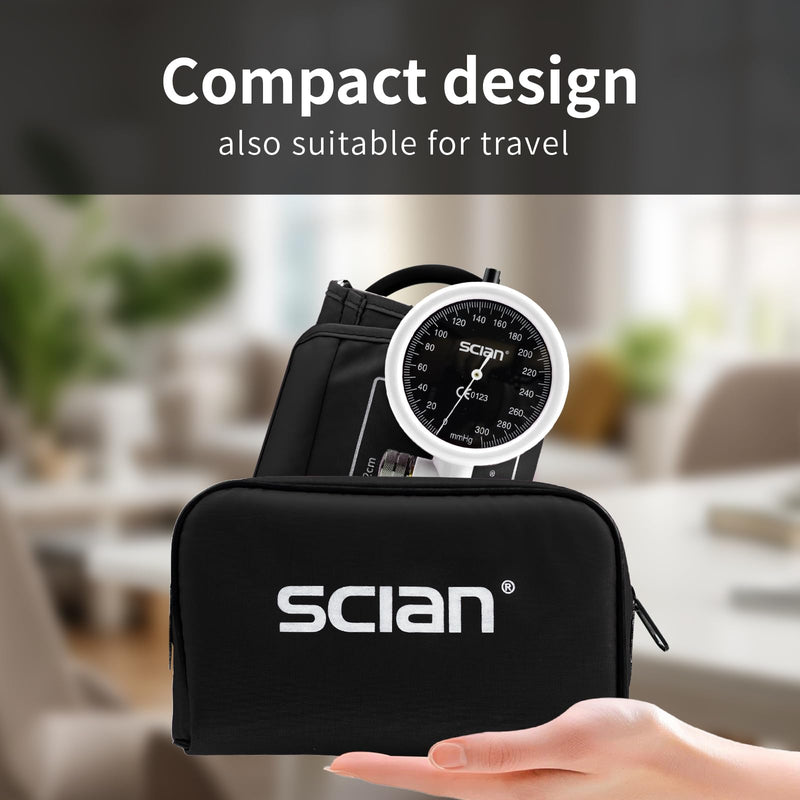 [Australia - AusPower] - SCIAN Palm Style Aneroid Sphygmomanometer with European Cuff 8.7-16.5", Manual Blood Pressure Cuff with Carrying Bag for for Nurse Doctor Senior Adult, White 