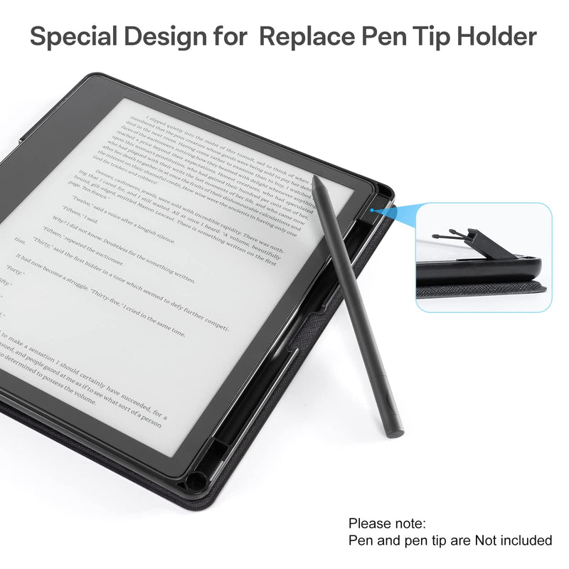[Australia - AusPower] - CoBak Case for Kindle Scribe - All New PU Leather Cover with Auto Sleep Wake Feature for Kindle Scribe 10.2" 2022 Released with Pen Holder Black 