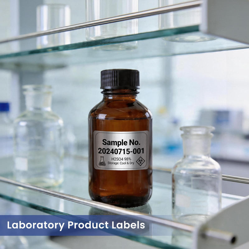 Clabel Thermal Transfer Silver PET Labels 3.15 x 2.36 in (80 x 60 mm) for Barcodes and Asset Labels, 400 Labels per Roll, Industrial Equipment Identification, Compatible with Thermal Transfer Printers 3.15" x 2.36"