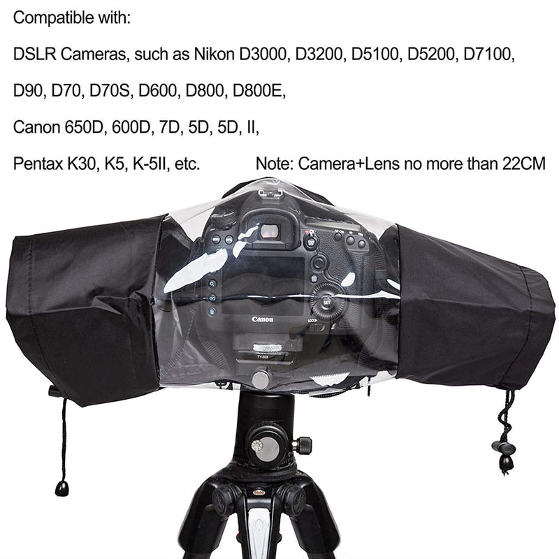 [Australia - AusPower] - WANBY Waterproof Camera Rain Cover Professional Soft Black Camera Rain Covers for All DSLR SLR Cameras 