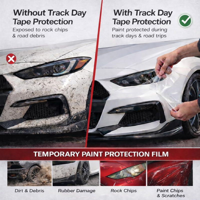 ArmorDillo Temporary Paint Protection Film 3" x 100', Clear Adhesive Car, Bike, Auto Paint Protect Film Tape, Perfect for First-Time Users, Clear PPF, for Track Day, Road Trips, Free Utility Knife