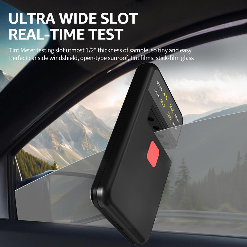 [Australia - AusPower] - Digital Tint Meter Handheld Window Tint Solar Film Transmission Meter Type-C Charge VLT UV IR Detection Transmittance Meter Automatic Calibration Auto Glass Solar Film Tester Max 1/2" Thickness 