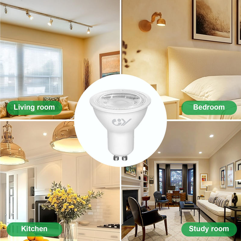 GY GU10 LED Warm White Bulb 2.9 W 520 Lumen 3000 K Warm White Bulbs, 50 W Lamp Replaced, Beam Angle 110° Bulb, Not Dimmable Energy Saving Bulb, Pack of 10 10 pcs