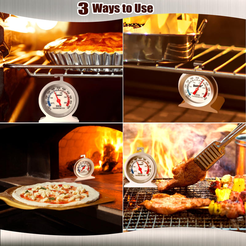 [Australia - AusPower] - 2-Pack Oven Thermometer for Gas Oven, 50-300°C/100-600°F Smoker Temperature Gauge with 304 Stainless Steel, Analog Instant Read Cooking Thermometer 