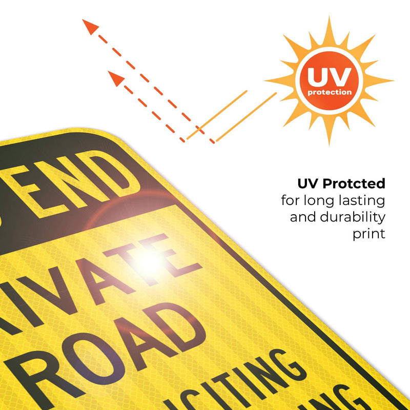 Dead End Private Road, No Soliciting No Trespassing Sign, 12x18 Inches, 3M EGP Reflective .063 Aluminum, Fade Resistant, Made in USA 12x18 Reflective