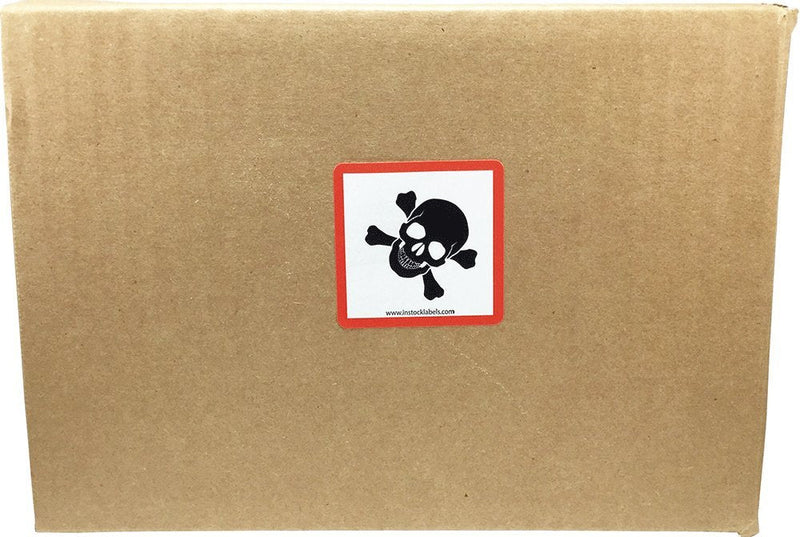 GHS Pictogram Labels Skull and Crossbones, 2 x 2 Inch Square Hazard Stickers, 500 Total Adhesive Labels on a Roll for Chemical Safety, GHS Compliance, and Workplace Labeling – Made in the USA