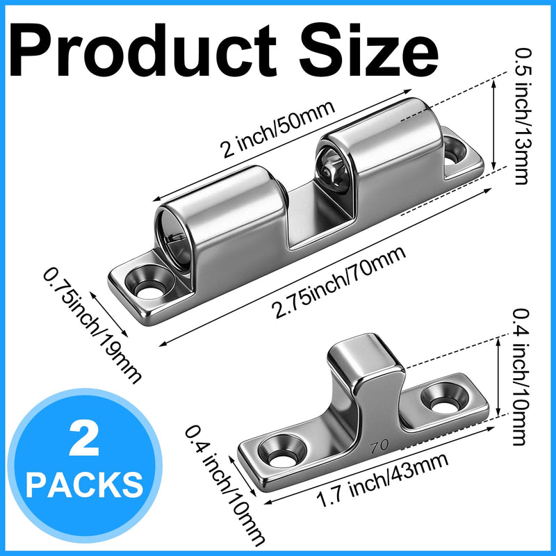 Frienda Marine Grade 316 Stainless Steel Cabinet Tension Catch 70 mm Double Ball Tension Roller Catch Latch for Ship Hardware, Deck Installation, Cabinet, Closet & Furniture Door Silver 2