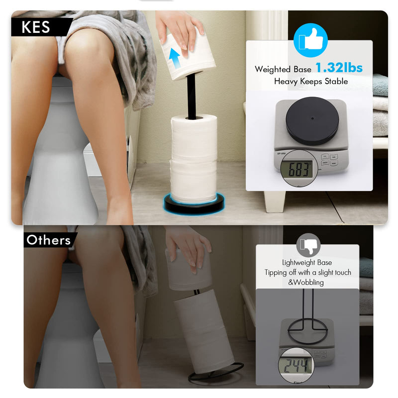 KES Toiler Paper Storage Stand, Freestanding Black Toilet Paper Holder Storage for Bathroom Floor 3 Rolls Toilet Roll Holder SUS304 Stainless Steel, BPS201S39-BK Matte Black