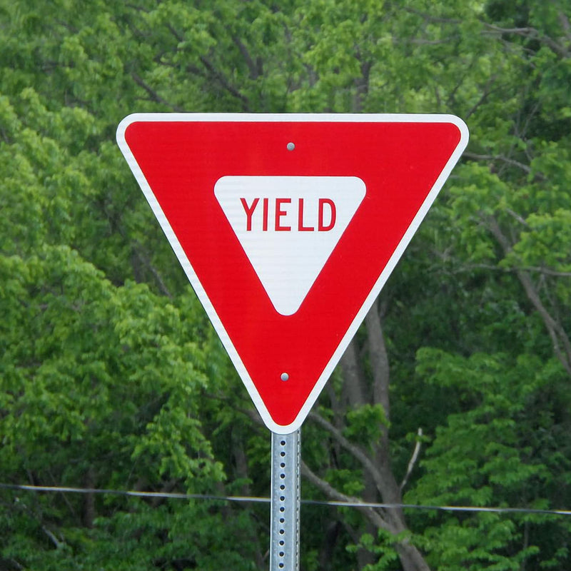 SmartSign - X-R1-2-EG-YIELD-18-M1 Yield MUTCD Sign By | 18" Triangle 3M Engineer Grade Reflective Aluminum White on Red