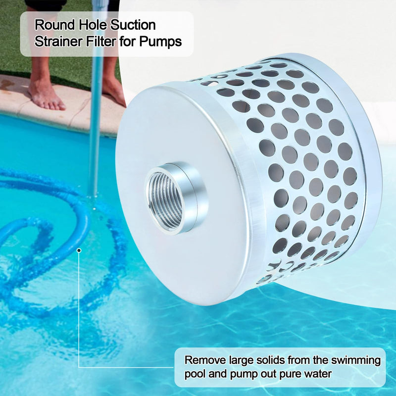 [Australia - AusPower] - Round Hole Suction Strainer Filter for Pumps, Carbon Plated Steel Basket Water Suction Filter, with NPT Female Thread, Reduces Solids Entering Pump (1 inch) 1 inch 