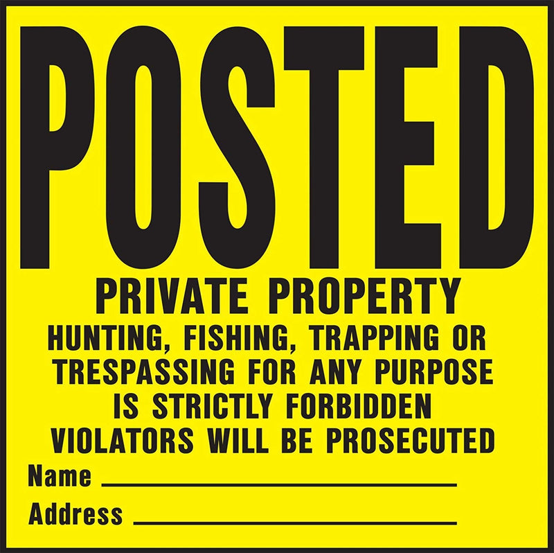 Hy-Ko YP-1 11" X 11" Plastic Private Property Sign, Yellow, Pack of 20