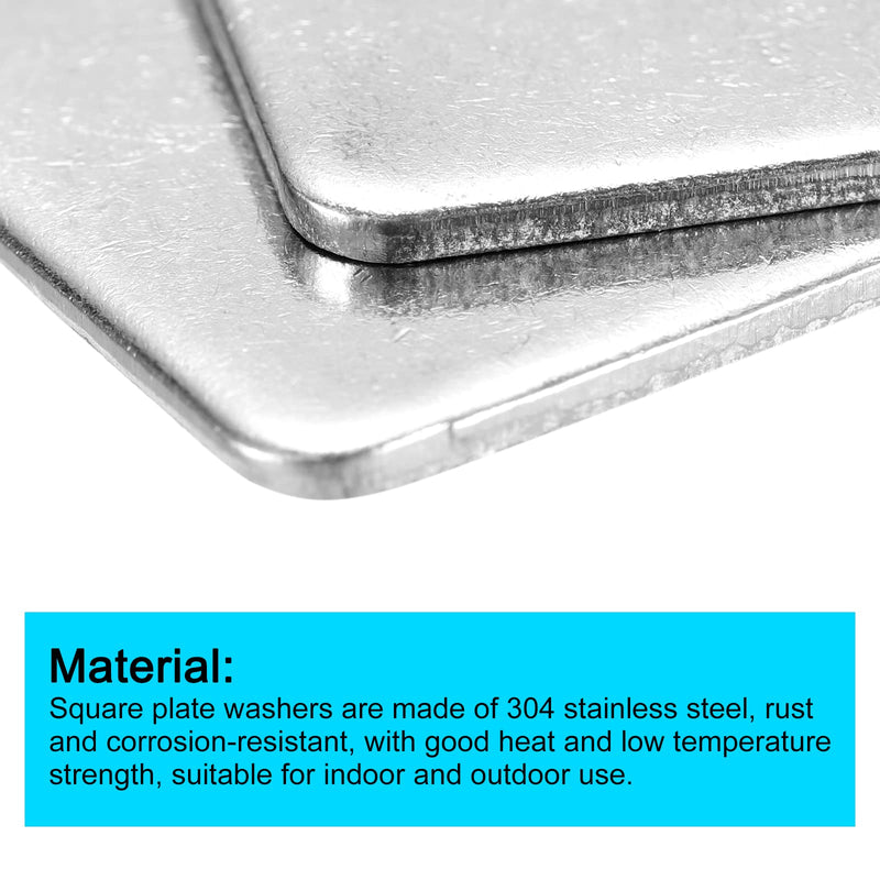 [Australia - AusPower] - uxcell Square Washer, 10pcs M8x25x25x2mm 304 Stainless Steel Square Plate Washers Flat Pad Spacer Gasket for Hardware Fastener 10 