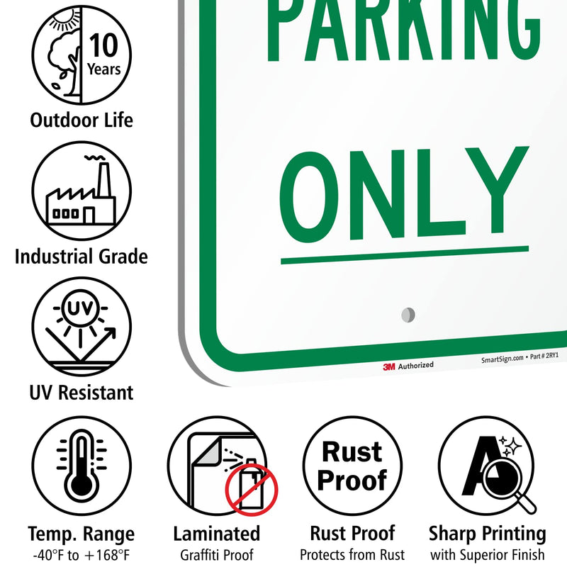 SmartSign "Customer Parking Only" Sign | 12" x 18" 3M Engineer Grade Reflective Aluminum Green on White