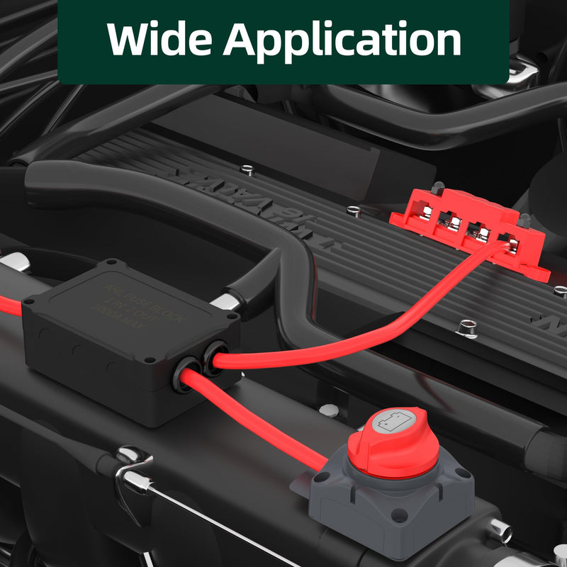 [Australia - AusPower] - ANL Fuse Holder with 2Pcs 300 Amp ANL Fuse, Max 1000A Waterproof 4 x 5/16"(M8) Studs Heavy Duty Dual Fuse Holder with 400 Amp and 500 Amp ANL Fuses for Marine Automotive Car Truck Boat 1 in 2 Out 