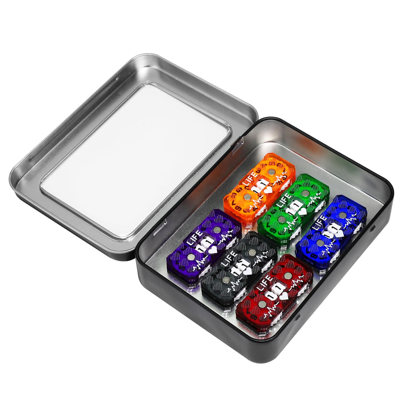 [Australia - AusPower] - SIXPIONTS 6Pcs Life Counter, Heart Symbol Scale Pattern Counters with Metal Box, Compatible with Magic The Gathering Commander Deck, LCG/RPG/D&D/MTG/CCG/TCG Gaming Table Games Accessories 6pcs/Box Color-c 