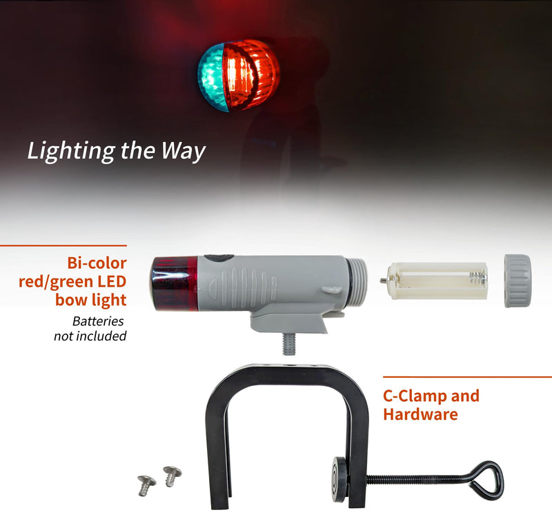 Pactrade Marine Battery Navigation Lights for Boats LED - Portable Red/Green Bow Light (Clamp Mount) - Kayak Fishing Accessories, Jon Boat Accessories Marine