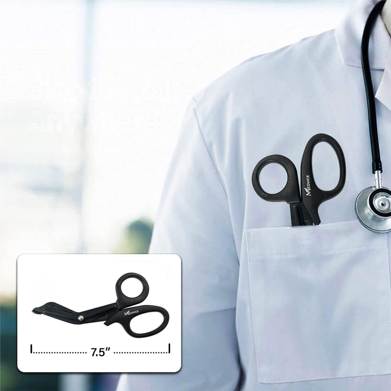 [Australia - AusPower] - MEDVICE 2 Pack Medical Scissors, EMT and Trauma Shears - 7.5 inch, Blunt Tip, Fluoride Coated, Non-Stick Blades, Autoclavable to 290 F/143 C, Rust Free (Black) Black 2-pack 