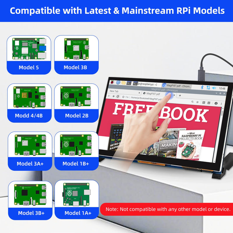 [Australia - AusPower] - 7 Inch Touch Screen MIPI DSI Display Compatible with Raspberry Pi 5/4/3/B+/A+, 800x480 Pixel IPS Capacitive Screen, Driver-Free MIPI DSI Port 7 Inch 