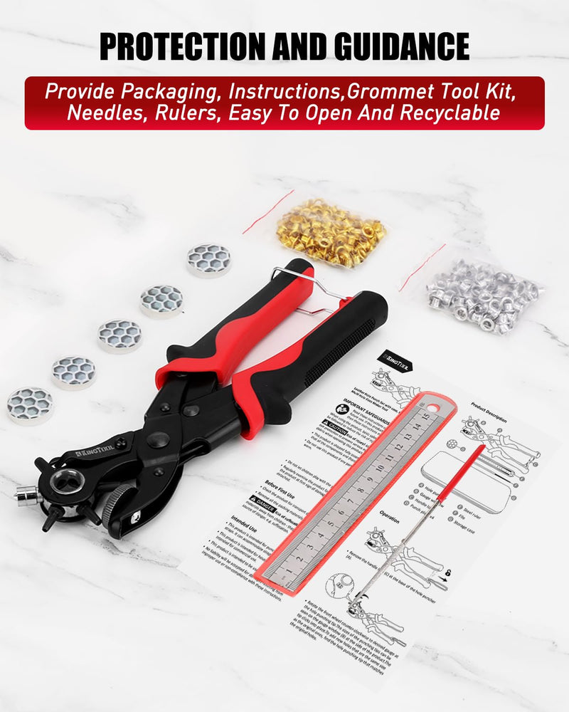 KingTool 2 in 1 Professional Leather Hole Punch with Grommet kit - Perfect for Belts, Watch Bands, Straps, Dog Collars, Saddles, Shoes, Fabric, DIY Home or Craft Projects