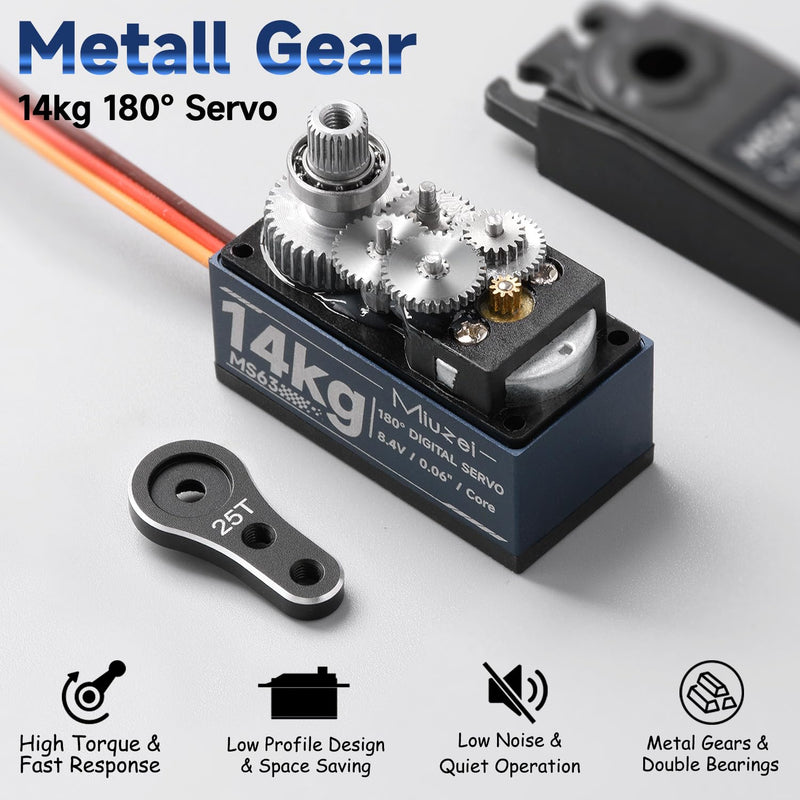 Miuzei RC Digital Servo 14kg Low Profile Servo Motor Metal Gear High Torque for 1/10 1/12 RC Drift Car, Road Racing, Helicopter Model (2) 2