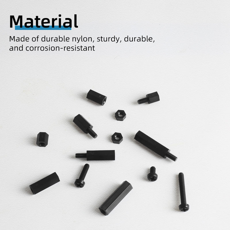 [Australia - AusPower] - 600PCS M3 Male Female Nylon Hex Spacer Standoffs Screws Nuts, Motherboard Standoffs and Screws Assortment Kit, Threaded Pillar for Circuit Board PCB Motherboard (Black) 600PCS M3 