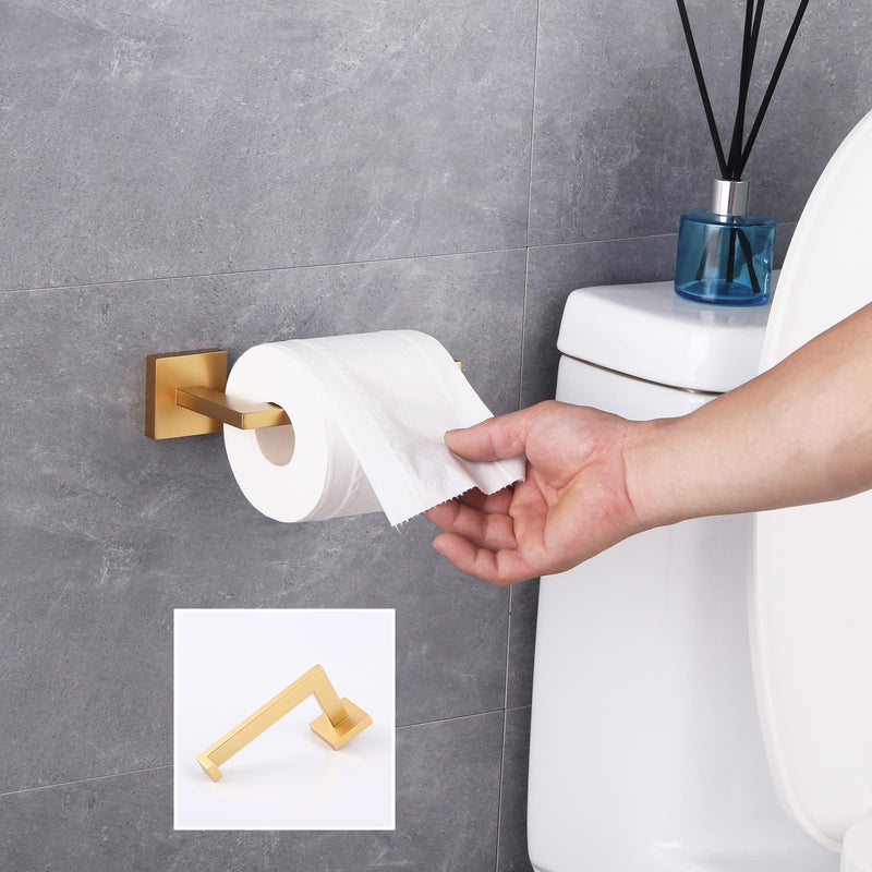 GERZWY Gold Bathroom Toilet Paper Holder Stainless Steel Tissue Paper Roll Holder Wall Mount IG1805-BE