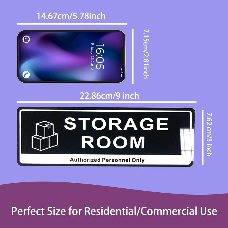 [Australia - AusPower] - Door Sign,RAMIEYOO Acrylic Authorized Personnel Only Signs for Door,Black and White - 9"x 3" (Storage Room) Storage Room 