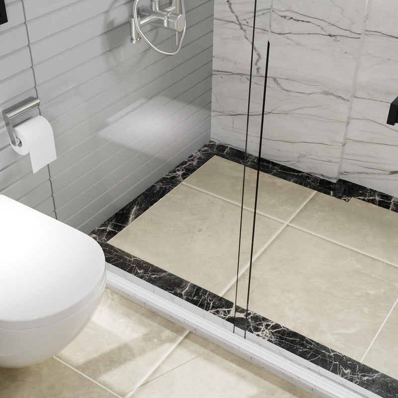 Duzzy 98 Inch Shower Threshold Water Dam Guard, Silicone Rubber Shower Door Bootom Seal Strip for Walk in Shower Clear