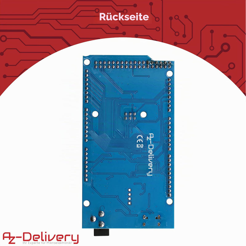 AZDelivery 1 x AZ-MEGA2560 Board Microcontroller with USB-C Connection Development Board Compatible with Arduino Includes E-Book 1x