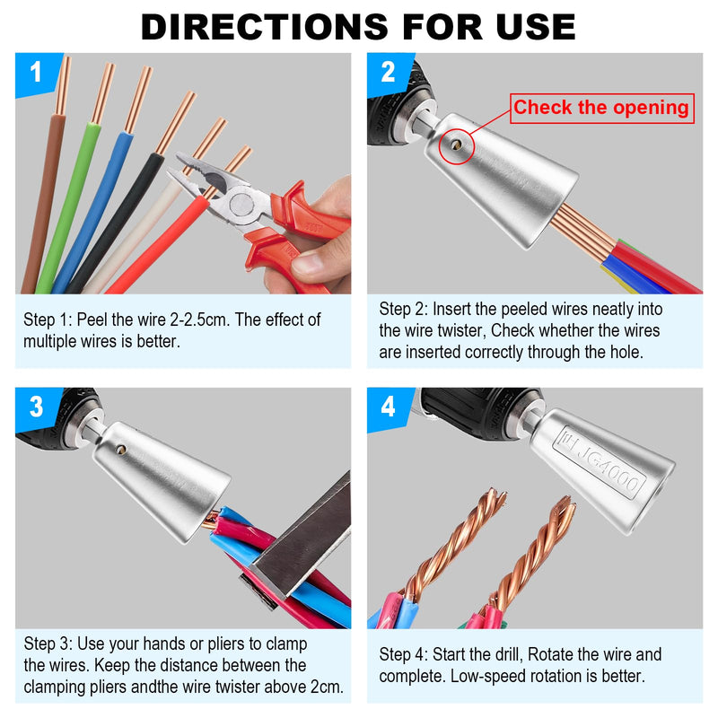 [Australia - AusPower] - Wire Twister Tool for Drill, Drill Wire Twister, Wire Twister Wire Connector Wire Twisting Tool, Wire Nut Twister for Electrical Power Drill (2) 2 
