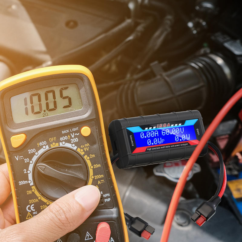 [Australia - AusPower] - Yunsailing 2 Pcs High Precision Watt Meter Power Analyzer Battery Consumption Performance Monitor Power Monitor with Backlight Digital LCD Screen(with 45 Amp Power Grade Connector, 150A/60V) with 45 Amp Power Grade Connector 