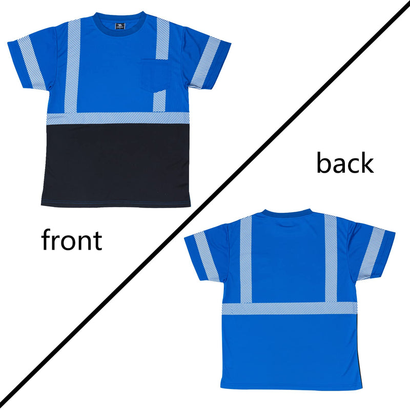 VENDACE Hi Vis Reflective Safety Shirts for Men ANSI Class 1 High Visibility Construction Work T Shirt(Royal Blue,XL) X-Large Royal Blue