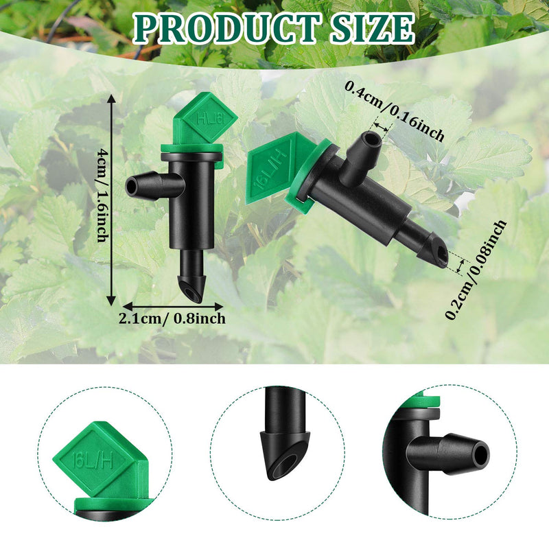 Mudder 60 Pieces 4GPH Irrigation Drip Emitter Garden Flag Irrigation Dripper, Trees and Shrubs Green Black