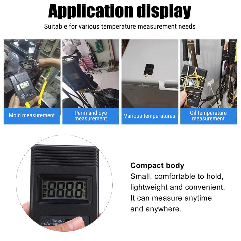 [Australia - AusPower] - Nimomo Thermocouple Thermometer, -50-1300 °C K-Type Digital Thermometer Temperature Meter with Sensor (-50-300 ℃), LCD Digital Temperature Meter for Fridge, Aquarium, HVAC, Industry 