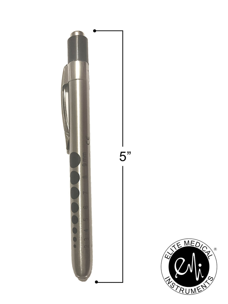 [Australia - AusPower] - EMI 2 Pack - Stainless Steel Diagnostic Pen Lights with Pupil Gauge and Click Trigger - Silver EPL-935-2 Medical Penlights 