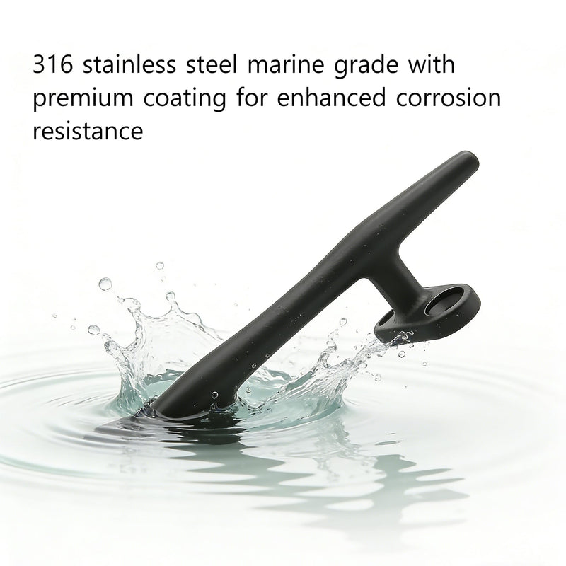 Thorn Boat Dock Cleat -4in 5in 6in 8in 316 Marine Grade Stainless Steel Open Base Design with Mounting Hardware | Heavy-Duty Mooring Cleat for Boats, Pontoons & Docks Black-5 in-2pcs