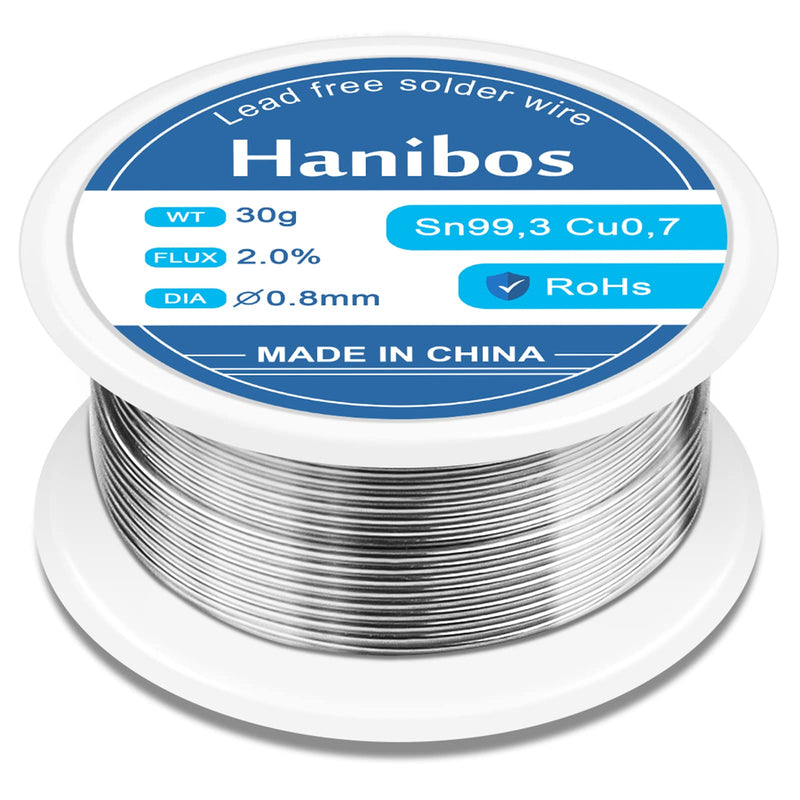 Solder 0.8 mm 30 g, Solder Wire with Flux Sn99.3 Cu0.7 | Solder with Rosin Core Electronic Solder Wire for Electric Soldering Repair 30g-0.8mm