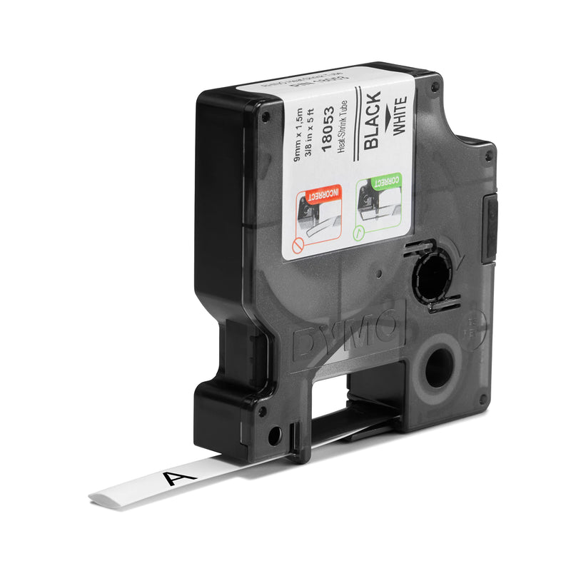[Australia - AusPower] - DYMO Rhino Industrial Heat-Shrink Labels, 3/8" Tube, Black Print on White Black on White 3/8" (9MM) 