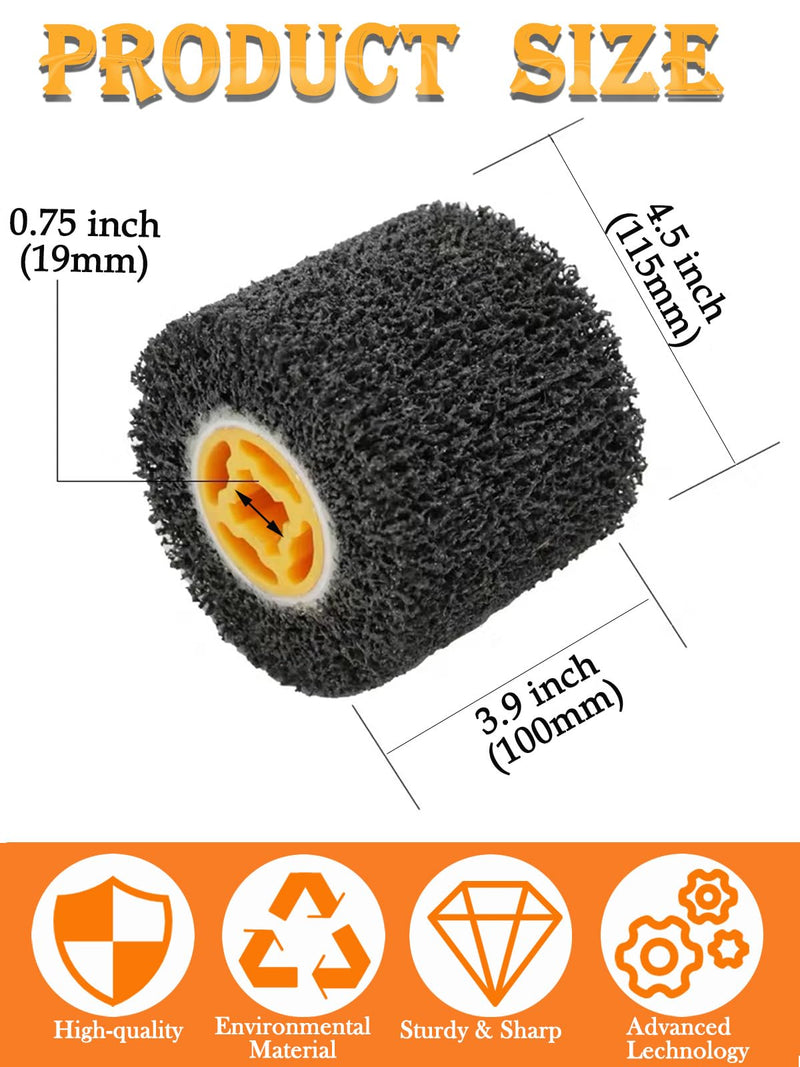 [Australia - AusPower] - 4.5" x 4" Abrasive Drawing Wheel Surface Conditioning Tool, 40 Grit Abrasive Drum for Metal Polishing Paint, Rust, Oxidation - 3/4" Quad Keyway for Hand held Polishing Machine(1) 1 