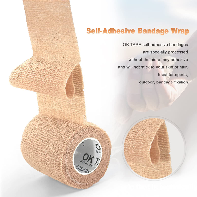 [Australia - AusPower] - OK TAPE Self Adherent Cohesive Bandages Wrap - 12Packs, 2" x 5 Yards, Non-Woven Self Adhesive Bandage Wrap for Thumb, Finger, Wrist, Ankle, Vet Wrap Bandages Tape (Mixed Colors) 2 Inch x 5 Yards Mix Color 01 