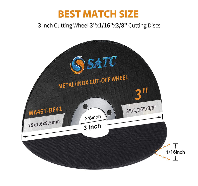 [Australia - AusPower] - S SATC Grinder Wheel 25 PCS Cut Off Wheels 3 Inch Cut Off Wheel 3" x1/16 x3/8" Fits Any Angle Grinder Air Tool 25 PCS 3x1/16x3/8 inch Cut Off Wheels 