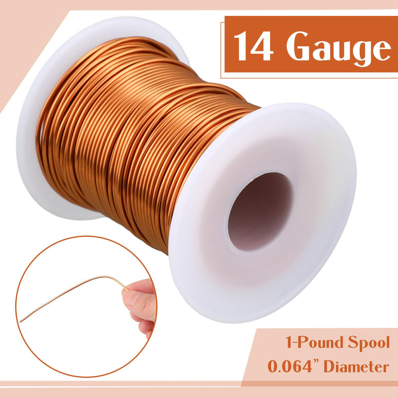 [Australia - AusPower] - Magnet Wire Enamelled Copper Wire Insulated Enamelled Magnet Winding Wire, Speaker Coil Temperature Rating 155? for Electric Appliance, 1 Pound Spool (Copper Color,0.064" Dia,82ft, 14 AWG) 0.064"Dia,82ft, 14 AWG Copper Color 