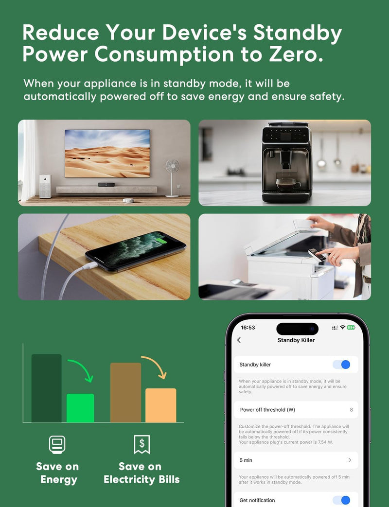 [Australia - AusPower] - meross Matte WLAN Socket with Power Consumption, 16A Smart Socket with Electricity Meter for Balcony Power Plant, Works with Apple Home, Alexa and Google Home, Voice Control, Remote Access, 4 Pieces 4 PCS 