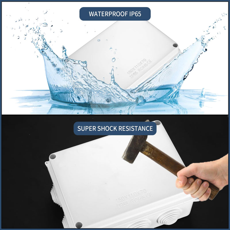 Surface-Mounted Junction Box Surface-Mounted Junction Box Outdoor Waterproof IP65 Electrical Box Waterproof IP65 ABS Plastic Terminal Box Junction Box White