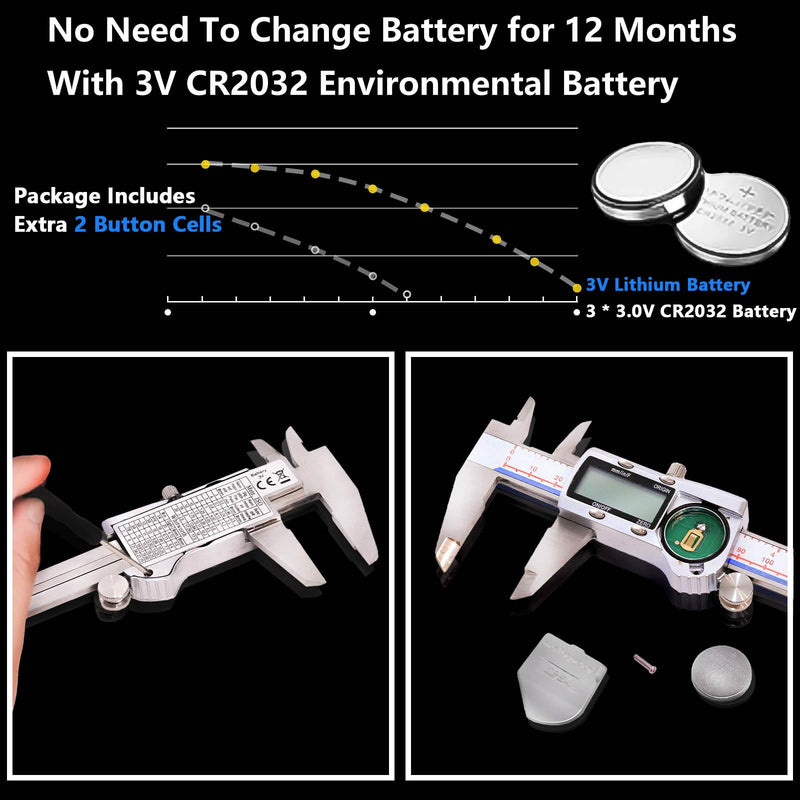 [Australia - AusPower] - Digital Caliper Measuring Tool, IP54 Waterproof Electronic Digital Micrometer Caliper, Stainlee Steel Vernier Caliper with Large LCD Screen, Inch Metric Conversion, 6 Inch for Household/DIY MBF4-1 