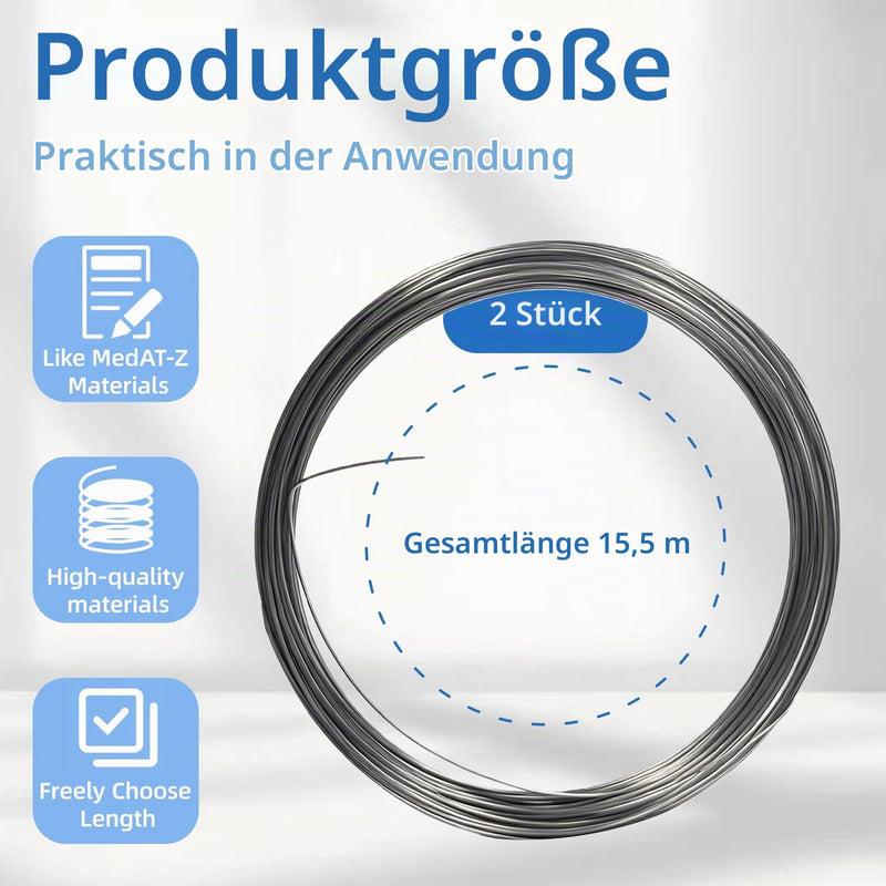 Exercise Wire for MedAT-Z 2025 - Thick Wire for Bending, Wire Thick Practical Material for Training, Training Wire for Selection Test, Stable for Precise Shaping, Easy to Cut to Size, 15.5 mx 2 Rolls