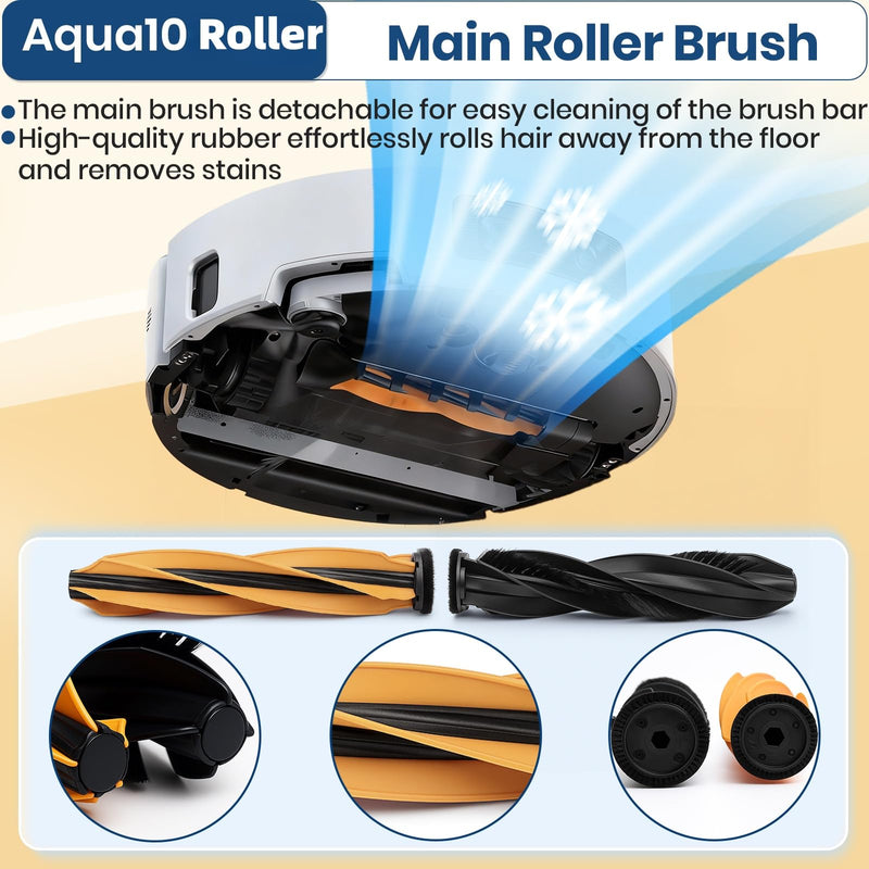 [Australia - AusPower] - 22 Pack Aqua10 Ultra Roller Accessories Kit for Aqua10 Roller/Aqua10 Ultra Roller Replacement Parts,2 Main Brush 2 Mopping Brushes 4 Hepa Filters 6 Side Brush 6 Vacuum Bags Aqua10 Roller Parts 