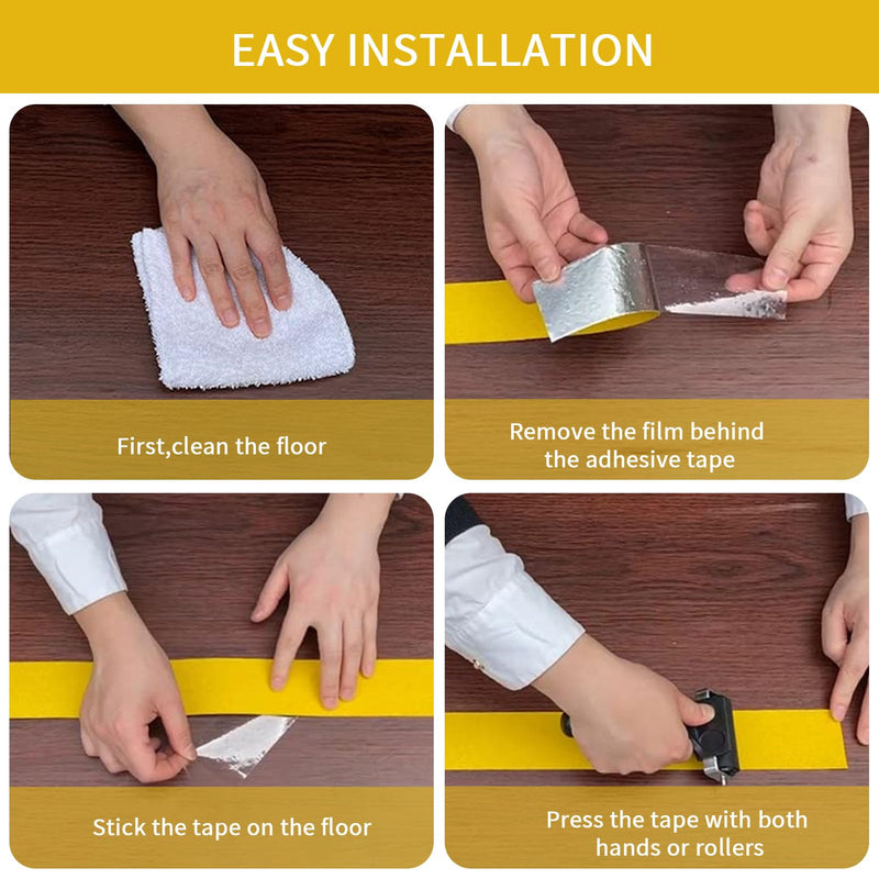 Heavy Duty Aluminum Foil Anti-Slip Tape 4" x30FT Yellow - Industrial Safety Grip for Warehouse Stairs, Pool Decks & High-Traffic Walkways - Waterproof Traction Tape 4 IN