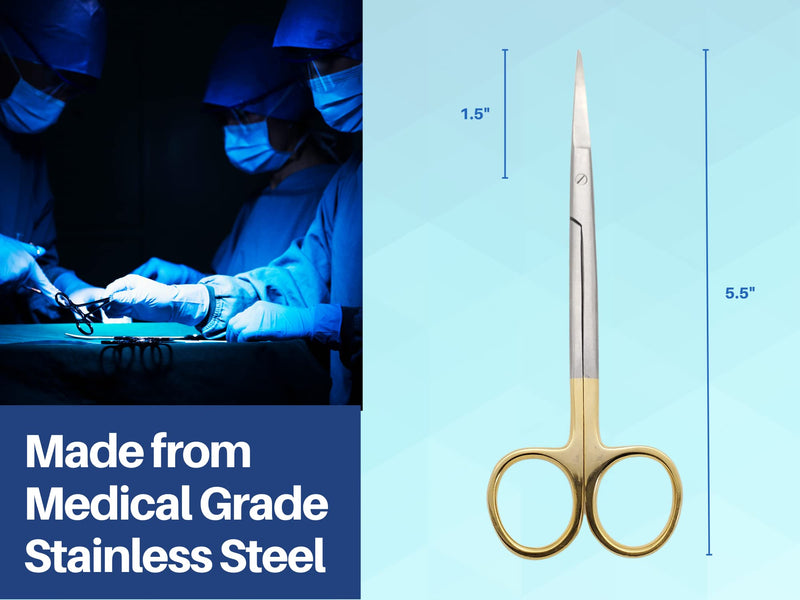 [Australia - AusPower] - Scissors surgical 5.5 inches CURVED Gold Plated handle tungsten carbide inserts extra sharp and durable ARTMAN BRAND 