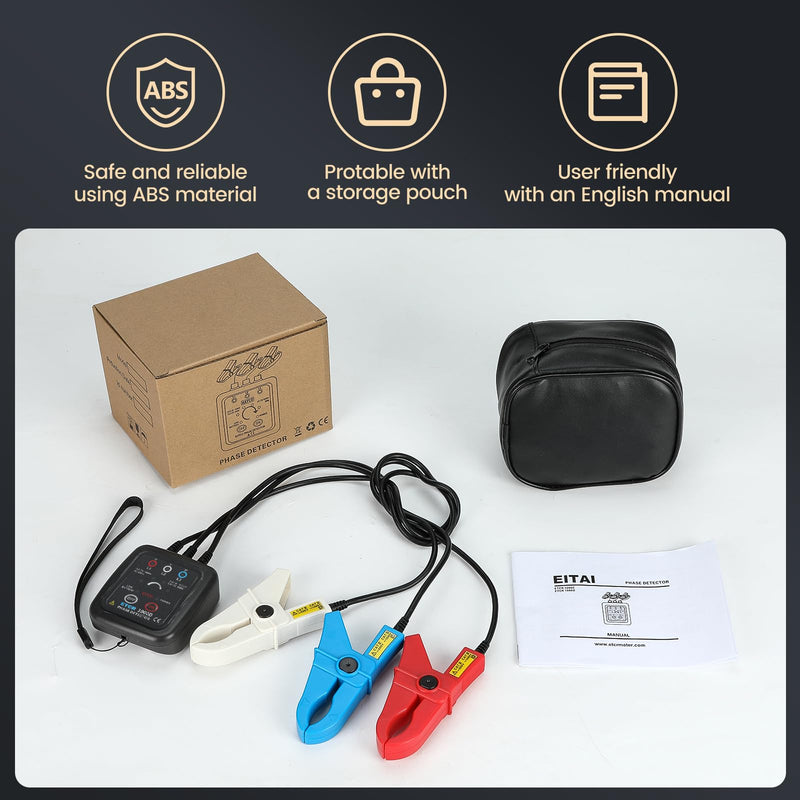 [Australia - AusPower] - EITAI1000D Non-Contact Phase Sequence Tester, AC 70V-1000V, Φ1.6inch/40mm, Manufacturer Direct Sales, Phase Rotation Meter 
